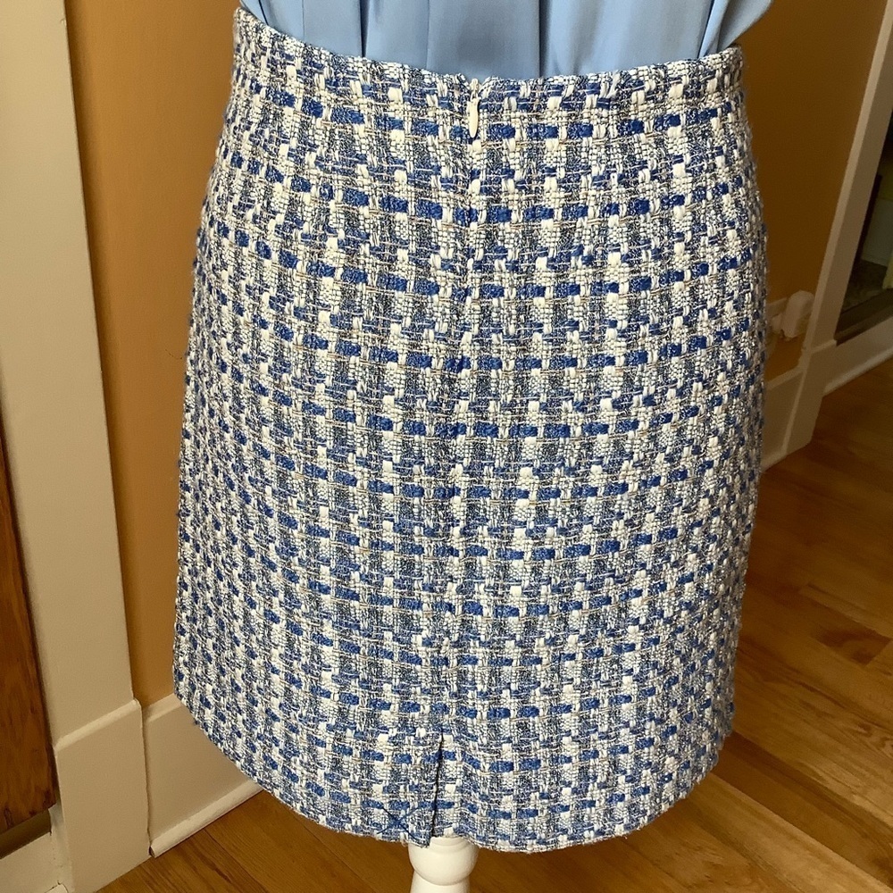 KAFFE Boucle Tweed Pencil Skirt NWT Blue White Regatta French Country Office 36 - Picture 6 of 15